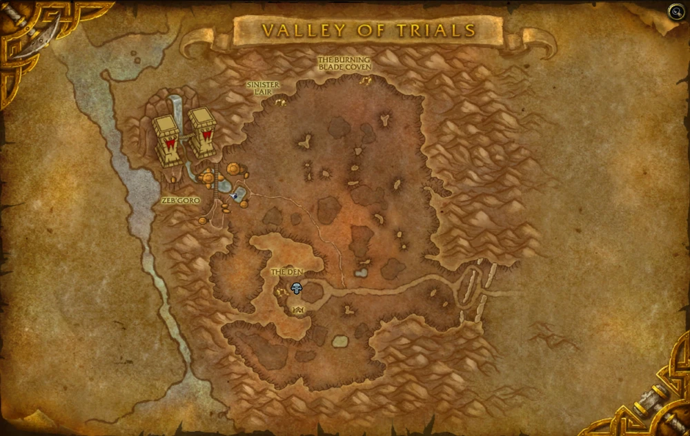 Valley of Trials zone map